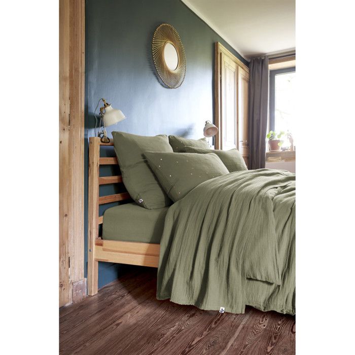Parure de draps 5 pièces 1 Drap plat 240 x 300 + 1 Drap housse 160 x 200 + 2 Taies 60 x 60 + 1 Taie de Traversin Gaïa Romarin von Joom DACH