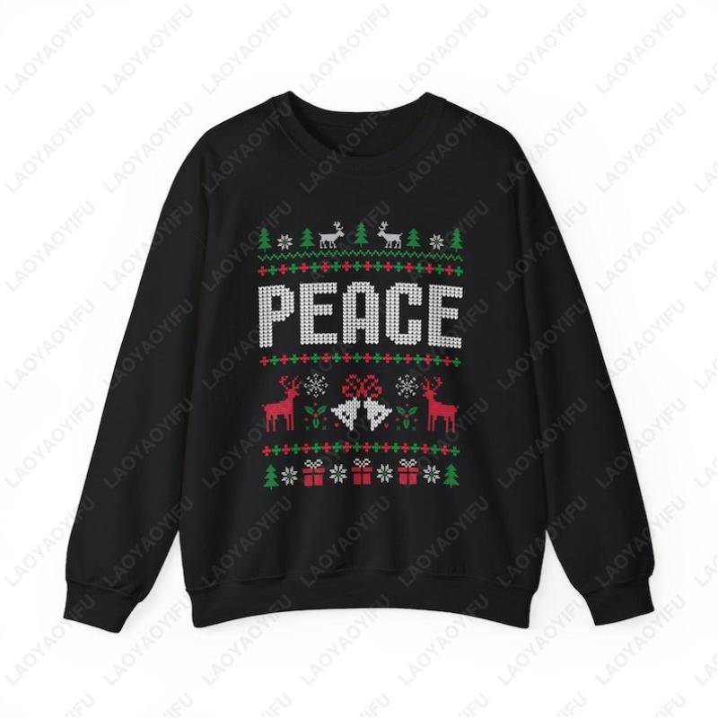 Passende Paare Weihnachten Lustiger Paar Hoodie Ich komme in Frieden Klassische Sweatshirts Männer Frauen Winter Neujahr Weihnachten Warmer Pullover S von Joom DACH