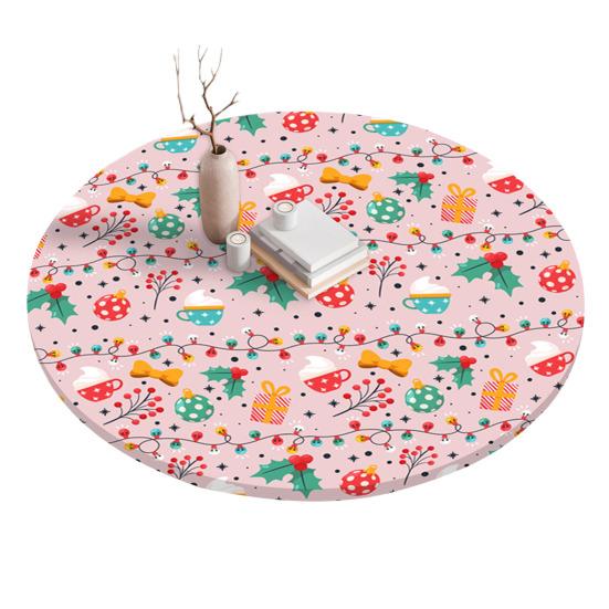 Passende Weihnachts-Rundtischdecke Feiertags-Schneeflocken-Tischdecke mit elastischem Rand Wasserabweisende Weihnachtsbaum-Tischdecke R von Joom DACH