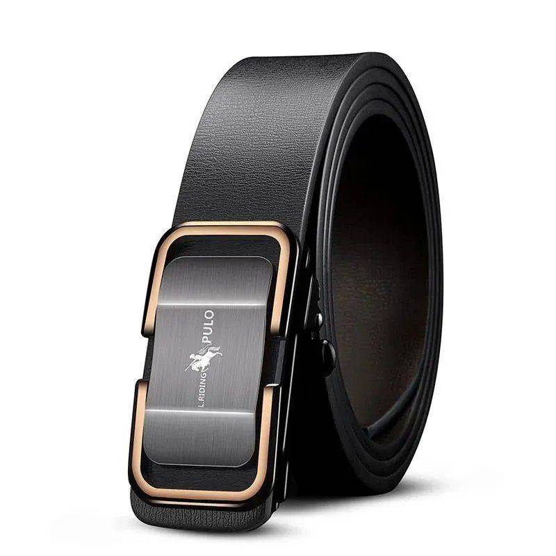 Paul Gürtel Herren Ledergürtel mit automatischer Schnalle, reines Rindsleder, junge Leute, lässige Persönlichkeit, koreanische Version des Trends des Hosengürtels 115cm von Joom DACH