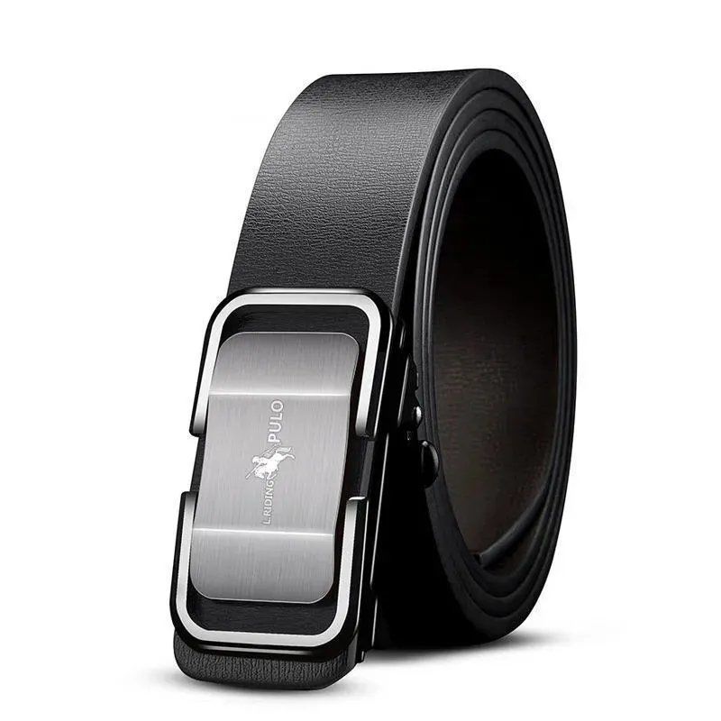 Paul Gürtel Herren Ledergürtel mit automatischer Schnalle, reines Rindsleder, junge Leute, lässige Persönlichkeit, koreanische Version des Trends des Hosengürtels 125cm von Joom DACH