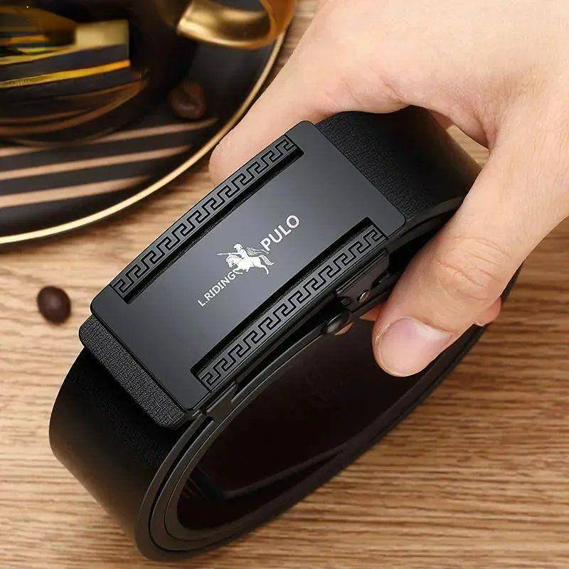 Paul Gürtel Herren Ledergürtel mit automatischer Schnalle, reines Rindsleder, junge Leute, lässige Persönlichkeit, koreanische Version des Trends des Hosengürtels 130cm von Joom DACH