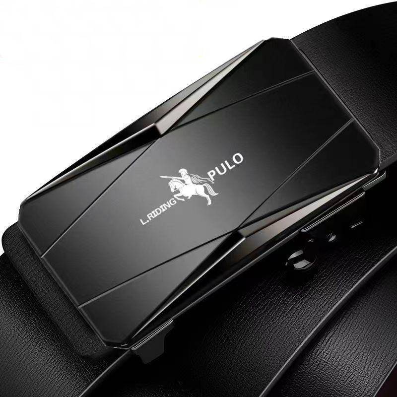 Paul Gürtel Herren Ledergürtel mit automatischer Schnalle, reines Rindsleder, junge Leute, lässige Persönlichkeit, koreanische Version des Trends des Hosengürtels 130cm von Joom DACH