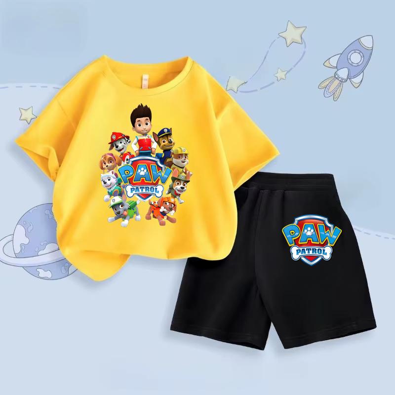 Paw Patrol Set für Kinder Jungen Shorts+Kurzarm T-Shirt 2-teilige Outfits Jungen Freizeit Cartoon Kleidung Kinder Geburtstagsgeschenke 110 von Joom DACH