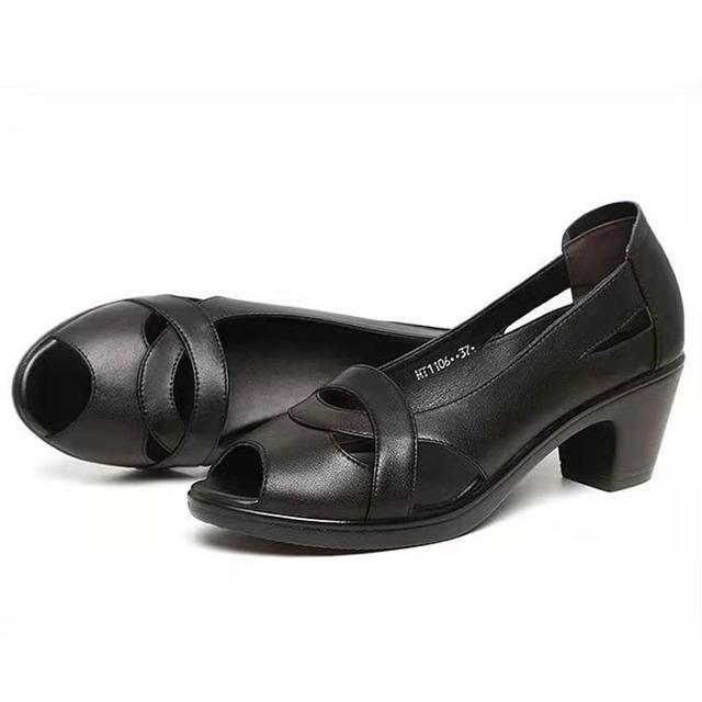 Peep Toe Sandalen für Frauen High Heels Elegante Damen High Heels Sandalen Sommer Frau Stöckelschuhe Schwarz Square Heel 32 schwarz von Joom DACH