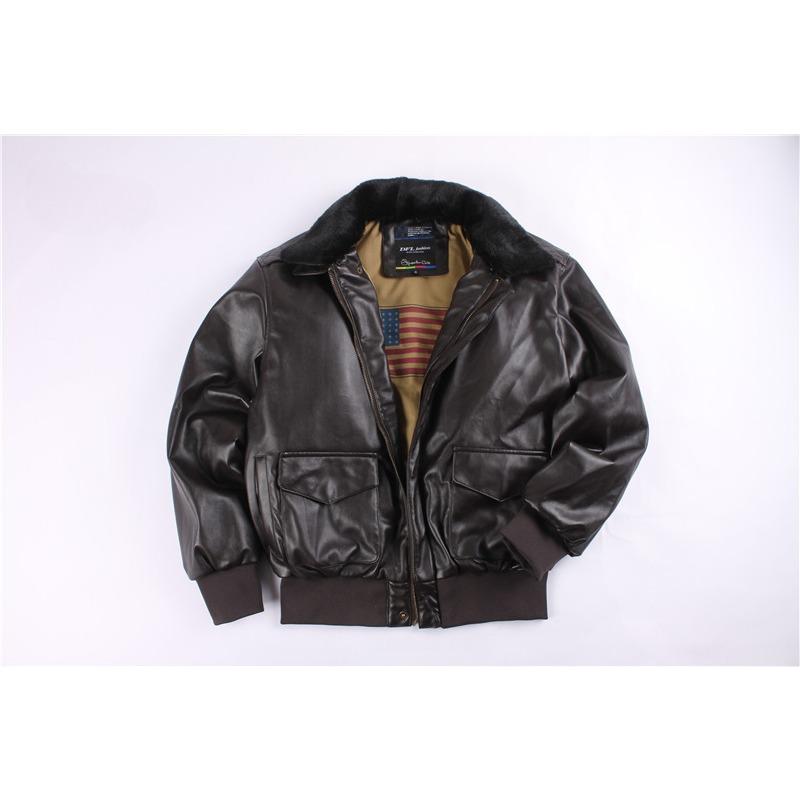 Pelz Einteiliges Pilotenpaar aus Leder für Männer und Frauen, Motorradjacke mit Pelzkragen M braun von Joom DACH