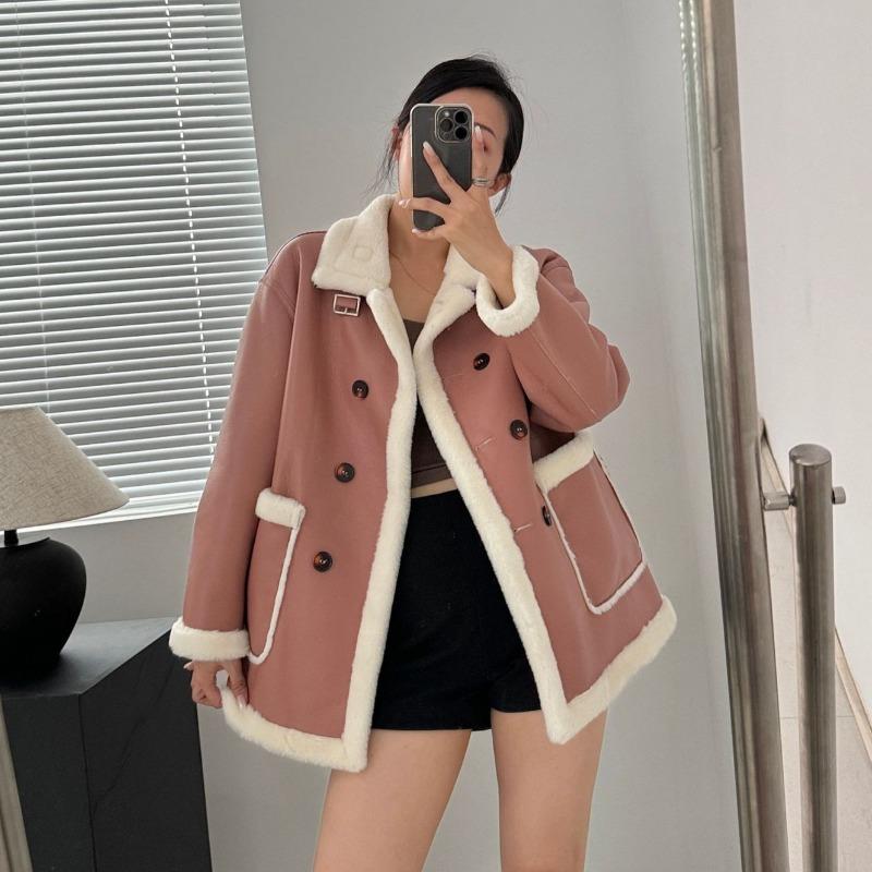 Pelz Einteiliges Top frauen Lamm Wolle Neue Umwelt Freundliche Pelz Mantel Imitation Pelz Mittel-länge Imitation frauen L von Joom DACH