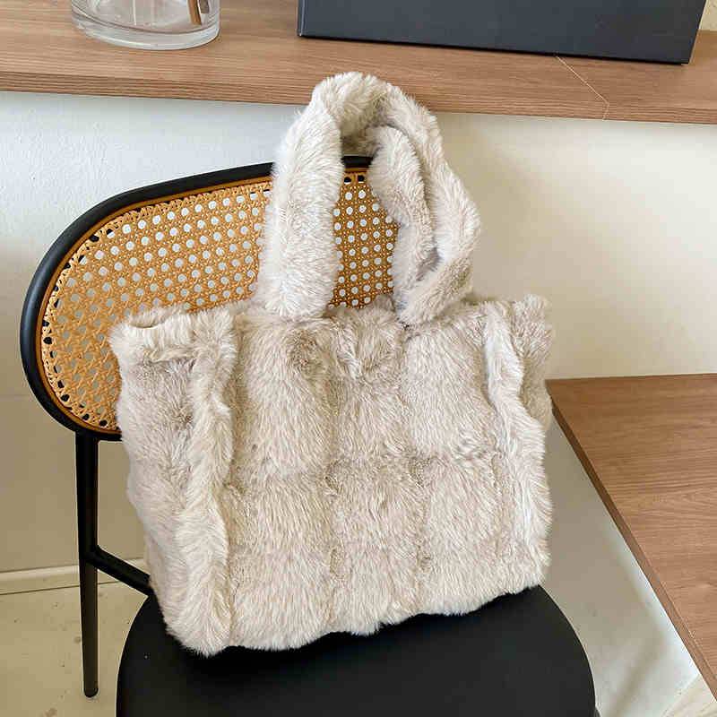 Pelzige Einkaufstasche für Herbst und Winter, lässig, vielseitig, große Kapazität, Plüsch, eine Schultertasche, Temperament, elegante Damenhandtaschen von Joom DACH