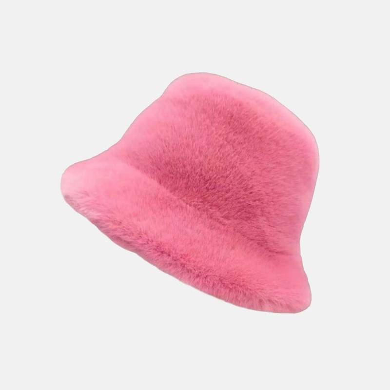 Pelzimitat-Nerzmütze für Damen im Herbst und Winter, verdickte und warme Fischermütze, Beckenmütze, weicher und pelziger Ohrenschutz und warme Mütze ONE SIZE französische rose von Joom DACH