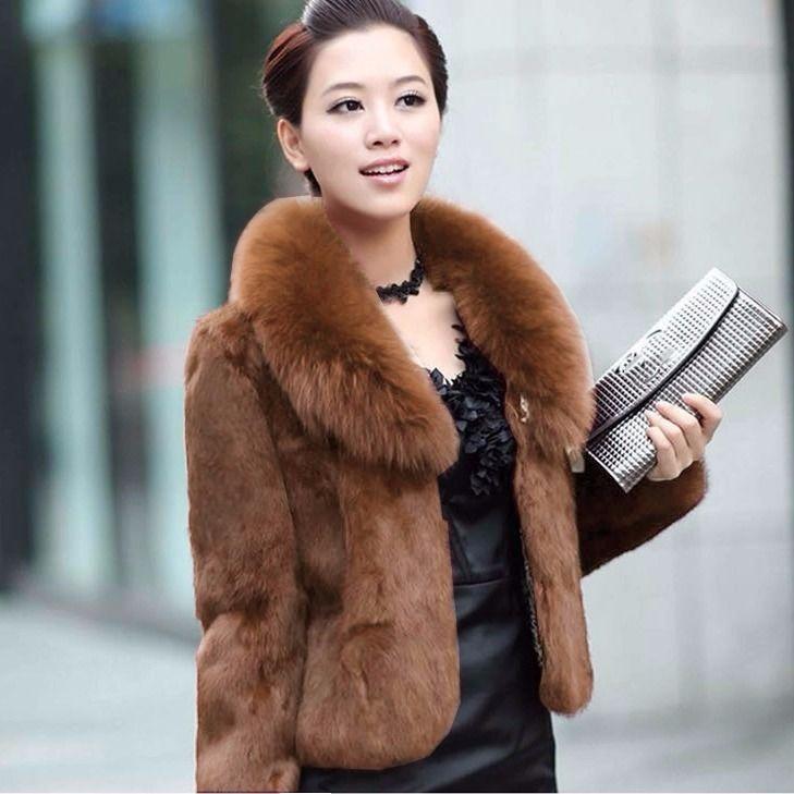 Pelzimitatmantel Damen Herbst und Winter Kaninchenfell Schlank Kurzfell Fuchspelzkragen Mantel Übergröße 4XL braun Pelzimitatmantel Damen Herbst und Winter Kaninchenfell Schlank Kurzfell Fuchspelzkragen Mantel Übergröße 4XL braun von Joom DACH