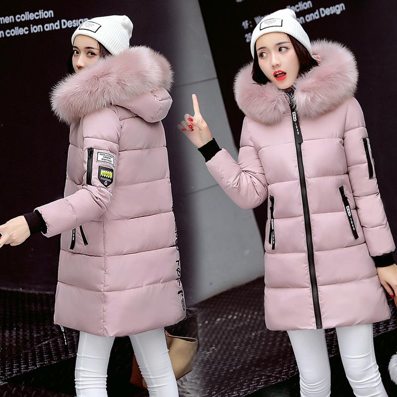 Pelzkragen Daunenjacke mit Baumwollpolsterung Damen Winter Schlanke mittellange modische Jacke mit Baumwollpolsterung XXXXL rosa von Joom DACH