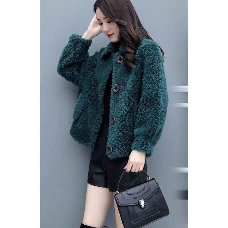 Pelzmantel Damen Herbst und Winter Lammfellmantel Koreanischer lockerer Mantel 4XL von Joom DACH