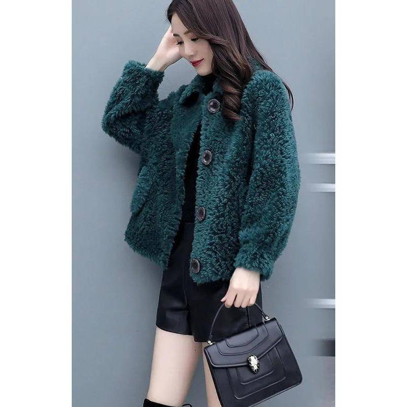 Pelzmantel Damen Herbst und Winter Lammfellmantel Koreanischer lockerer Mantel 4XL von Joom DACH