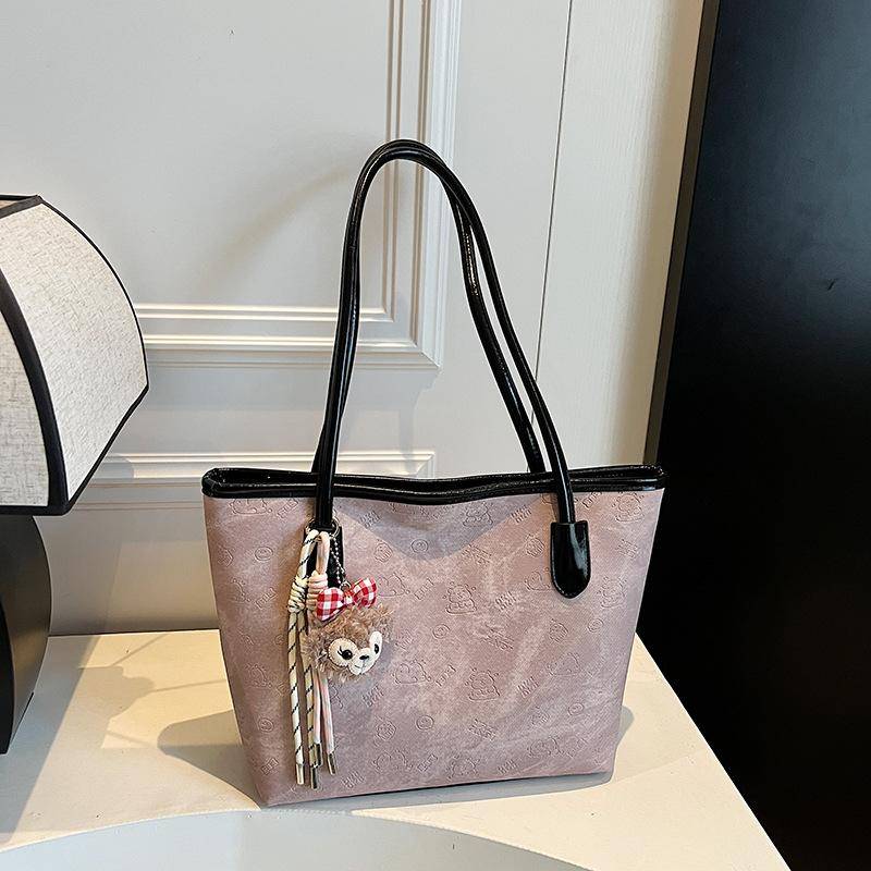 Pendler-Tasche mit großem Fassungsvermögen Damen Neue Mode Schulter-Unterarmtasche Lässige vielseitige Handtasche With pendant rosa von Joom DACH