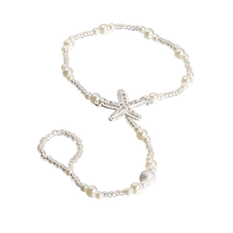 Perle Barfuß Sandalen Fußkettchen Fußkette Zehenring Strand Armband Damen Schmuck von Joom DACH