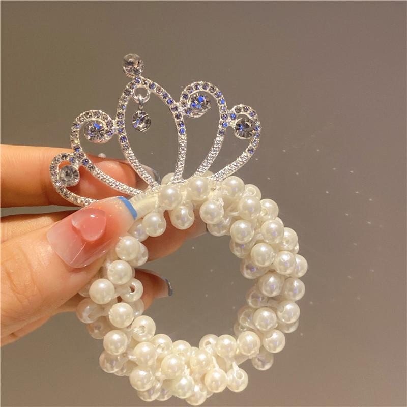 Perle Prinzessin Krone Haarband Baby Hochelastisches Ballkopf Haarband Kopfseil Gummiband Kopfblume Kopfschmuck von Joom DACH