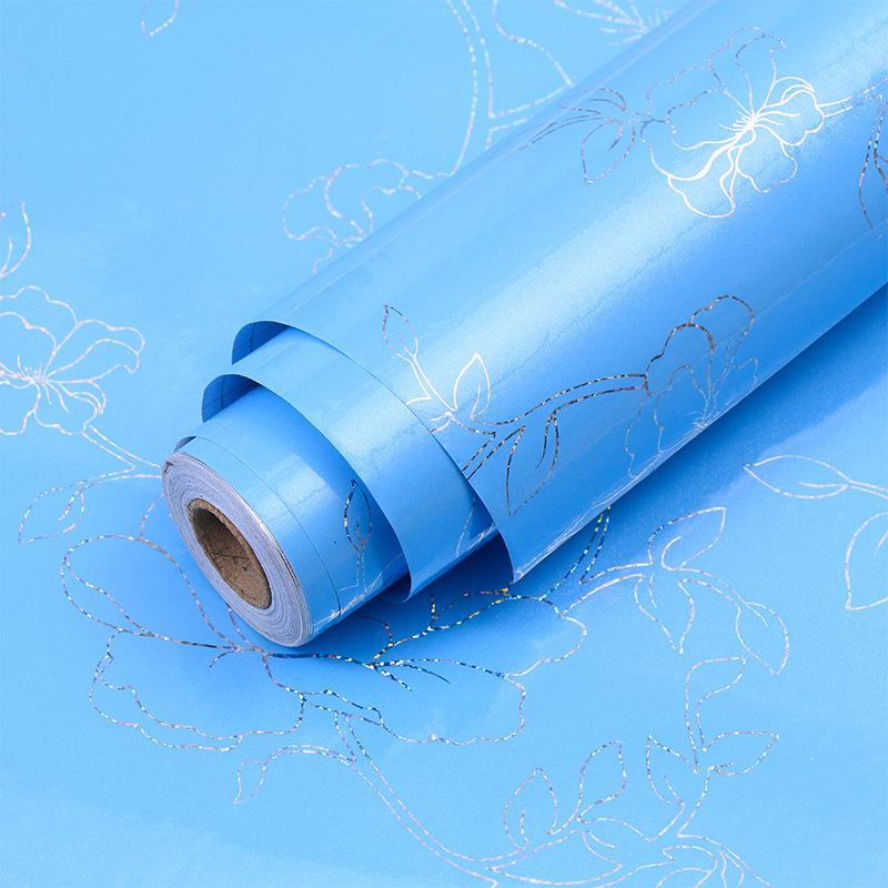 Perlglanz-Aufkleber aus selbstklebendem PVC für die Renovierung von Möbeln und Küchen 40cm x 1m, Laser blau von Joom DACH