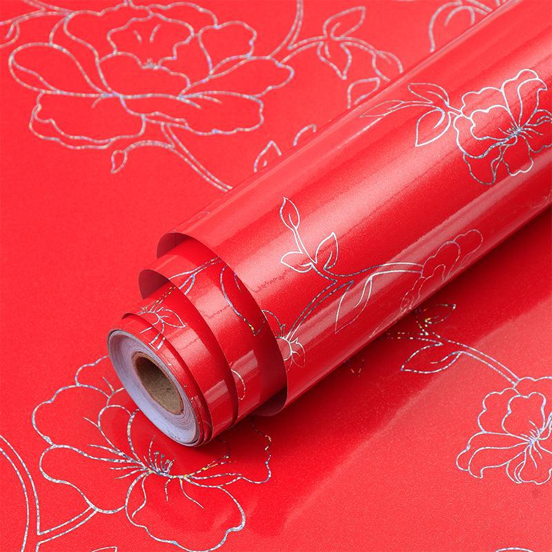 Perlglanz-Aufkleber aus selbstklebendem PVC für die Renovierung von Möbeln und Küchen 40cm x 1m, Laser rot von Joom DACH