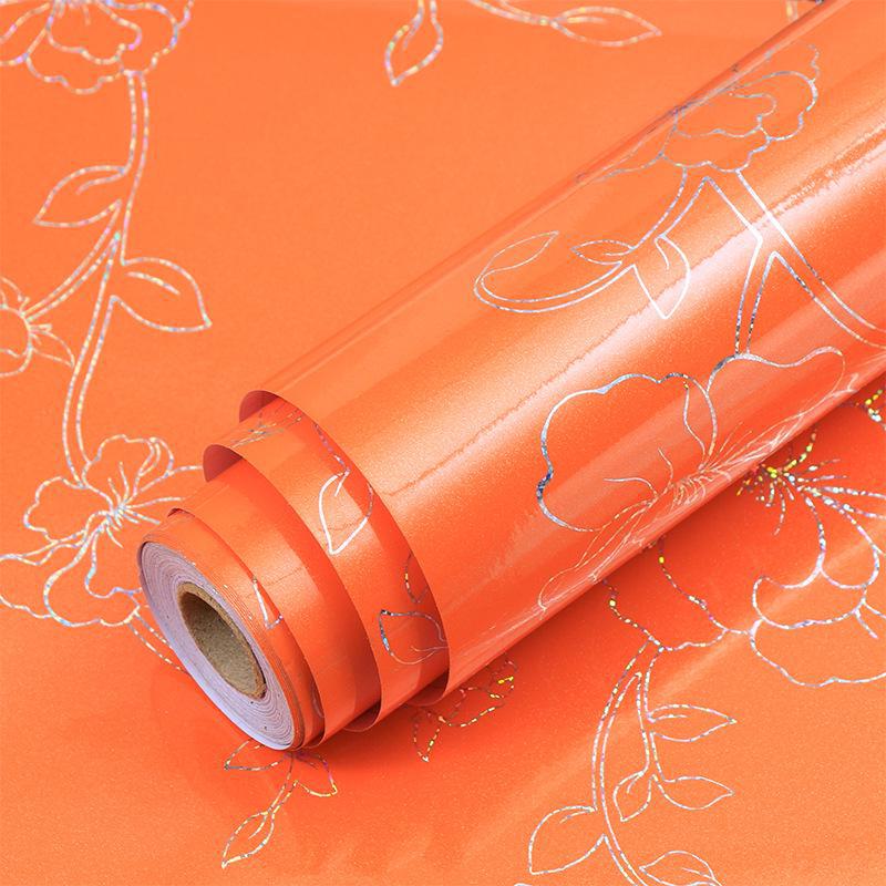 Perlglanz-Aufkleber aus selbstklebendem PVC für die Renovierung von Möbeln und Küchen 60cm x 1m, Laser orange von Joom DACH