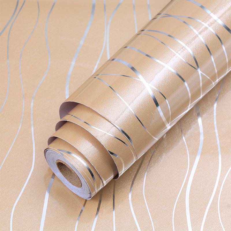 Perlglanz-Aufkleber aus selbstklebendem PVC für die Renovierung von Möbeln und Küchen 60cm x 1m, Wave champagner von Joom DACH