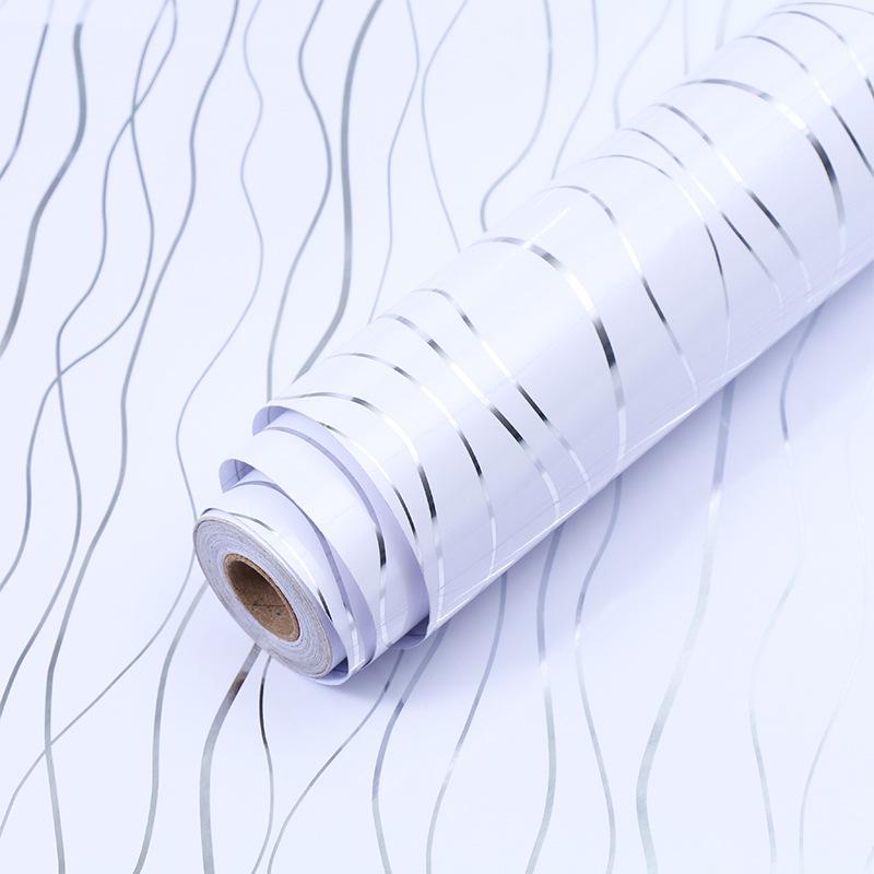 Perlglanz-Aufkleber aus selbstklebendem PVC für die Renovierung von Möbeln und Küchen 60cm x 1m, Wave weiß von Joom DACH