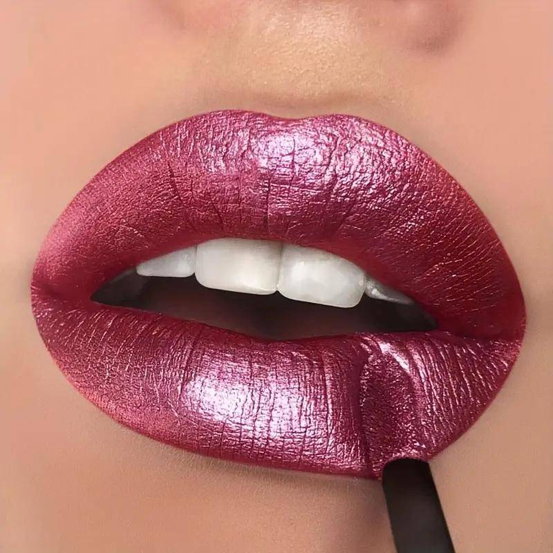 Perlglanz-Lippenstift, lang anhaltender, hochpigmentierter Lipgloss, matter, flüssiger Lipgloss, Antihaft-Becher, roter, leicht zu färbender Lippenstift für das tägliche Make-up von Frauen 03# von Joom DACH