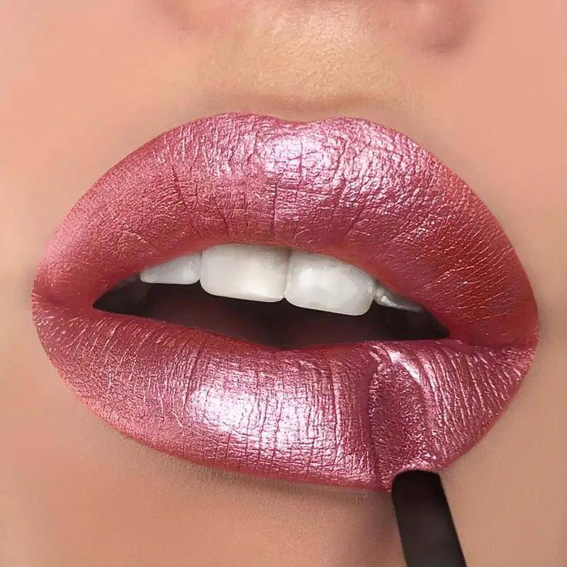 Perlglanz-Lippenstift, lang anhaltender, hochpigmentierter Lipgloss, matter, flüssiger Lipgloss, Antihaft-Becher, roter, leicht zu färbender Lippenstift für das tägliche Make-up von Frauen 04# von Joom DACH