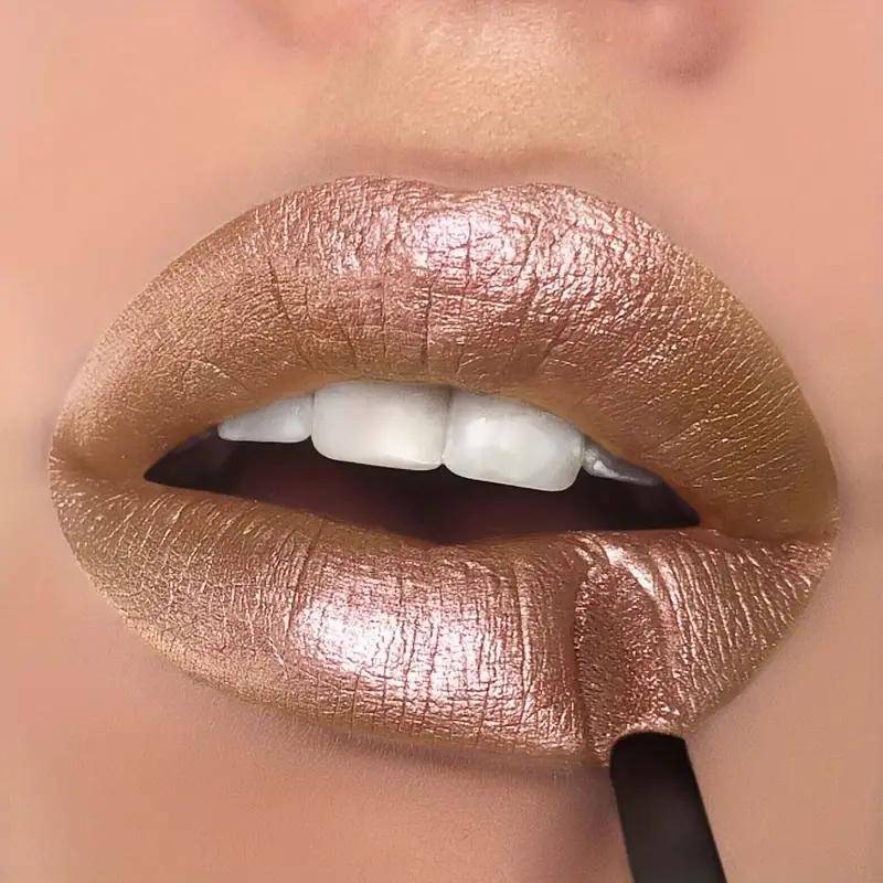 Perlglanz-Lippenstift, lang anhaltender, hochpigmentierter Lipgloss, matter, flüssiger Lipgloss, Antihaft-Becher, roter, leicht zu färbender Lippenstift für das tägliche Make-up von Frauen 12# von Joom DACH