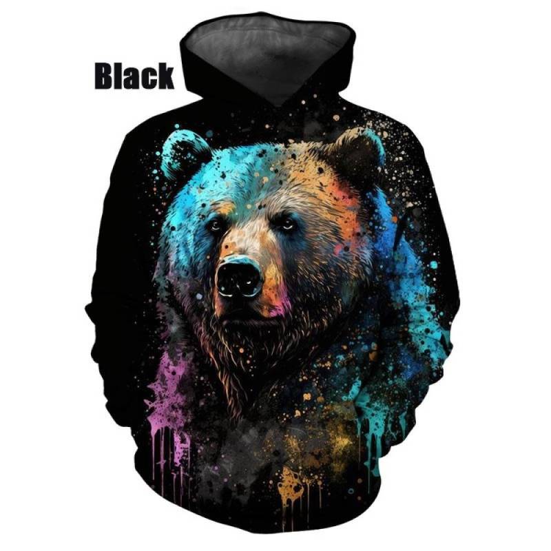 Persönlichkeit 3D Bär Sweatshirts Männer Frauen Hoodie Casual Langarm Pullover Print Harajuku Streetwear Hoodies 2XL von Joom DACH