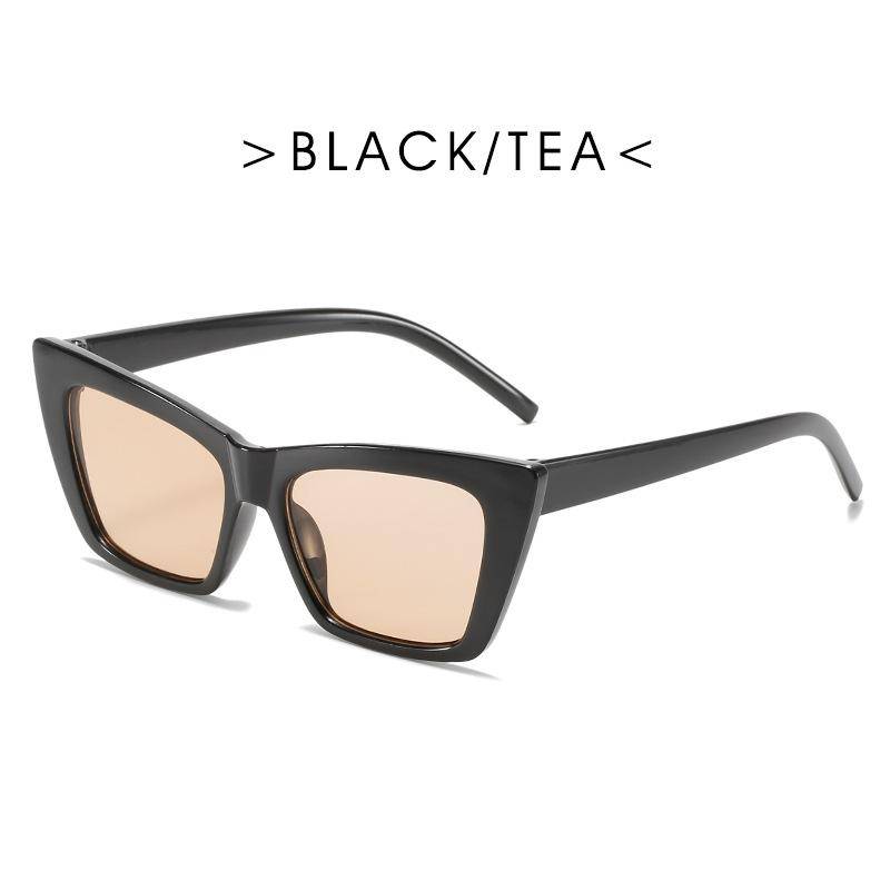 Persönlichkeit Trend Cat Eye Quadrat Sonnenbrille Frauen Mode Luxus Marke Großen Rahmen Retro Sonnenbrille UV400 Schutz Brillen kaffeebraun/schwarz von Joom DACH