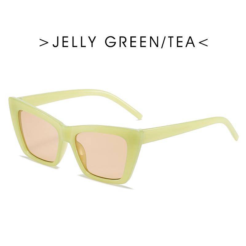 Persönlichkeit Trend Cat Eye Quadrat Sonnenbrille Frauen Mode Luxus Marke Großen Rahmen Retro Sonnenbrille UV400 Schutz Brillen kaffeebraun/grün von Joom DACH