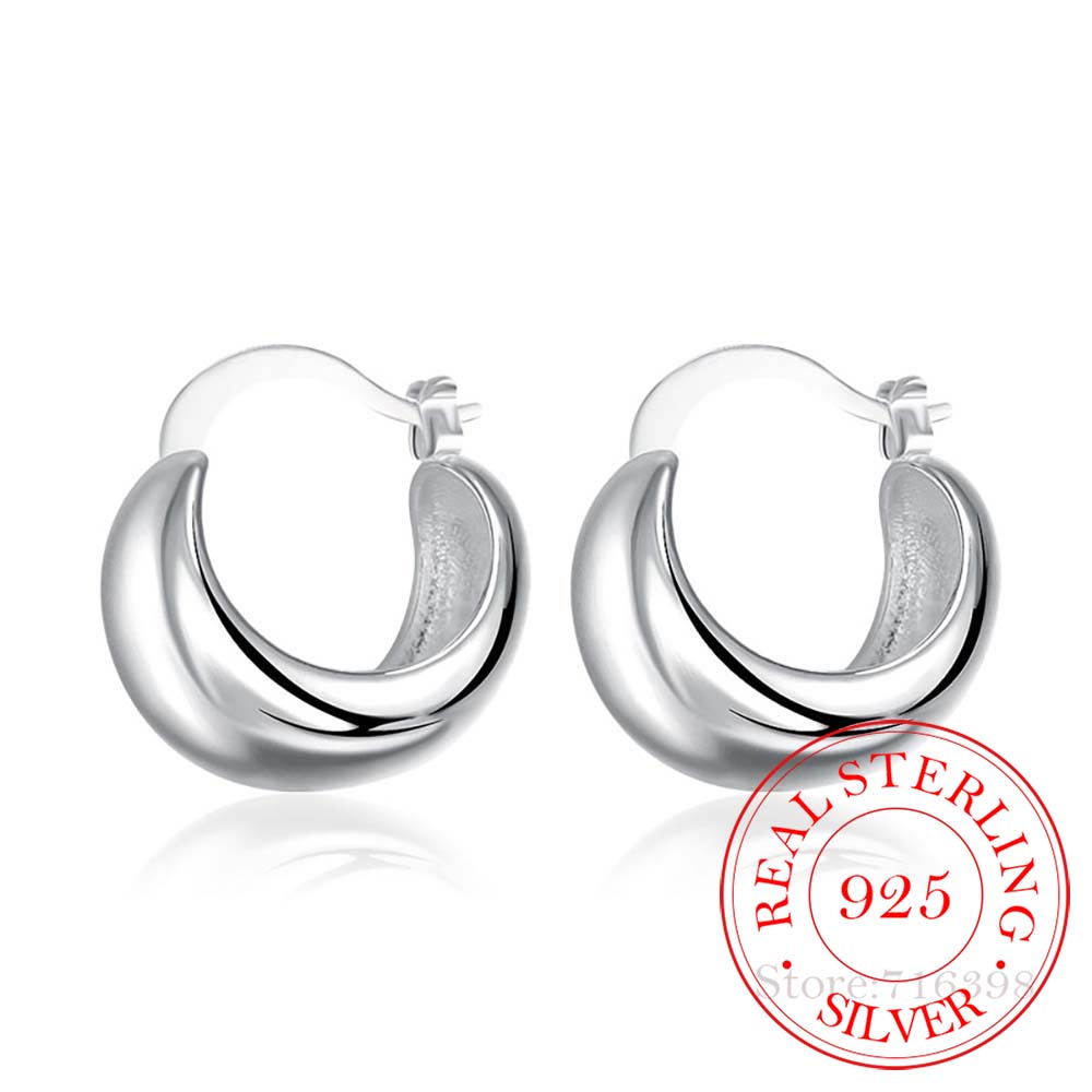 Persönlichkeit Übertreibung 925 Sterlingsilber Einfache Glatte Ei Creolen Clip-Ohrringe Für Frauen Sterlingsilber-Schmuck Pendientes von Joom DACH