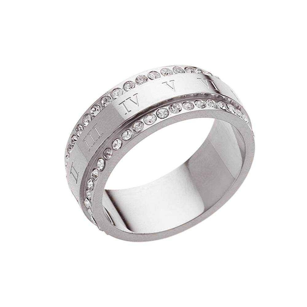 Personalisierter Trend, Diamant-Zeigefingerringe auf beiden Seiten, Modische Partnerringe, Zwei Reihen Diamantringe No. 11 silber von Joom DACH