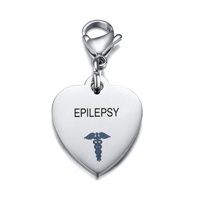 Personalisierter medizinischer Ausweis-Anhänger aus Edelstahl in Herzform, Schlüsselanhänger für Diabetiker, Typ 1 und Typ 2, Herzkrankheit, Bluthochdruck, Halskette/Schlüsselanhänger für Männer und Frauen EPILEPSY von Joom DACH