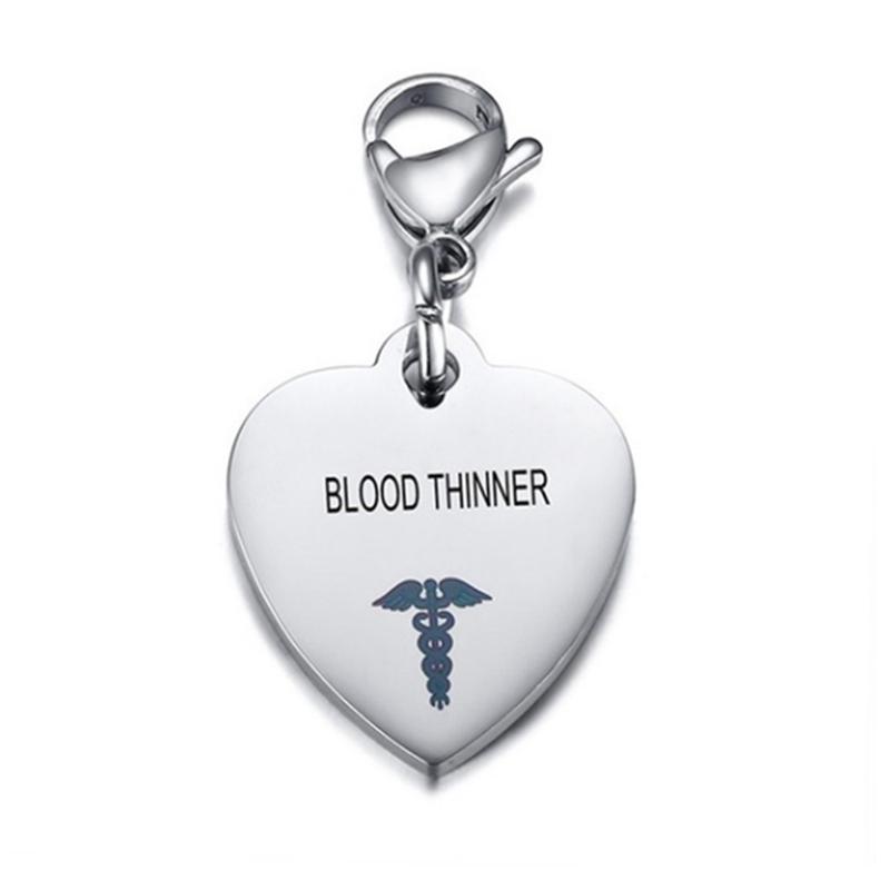Personalisierter medizinischer Ausweis-Anhänger aus Edelstahl in Herzform, Schlüsselanhänger für Diabetiker, Typ 1 und Typ 2, Herzkrankheit, Bluthochdruck, Halskette/Schlüsselanhänger für Männer und Frauen BLOOD THINNER von Joom DACH