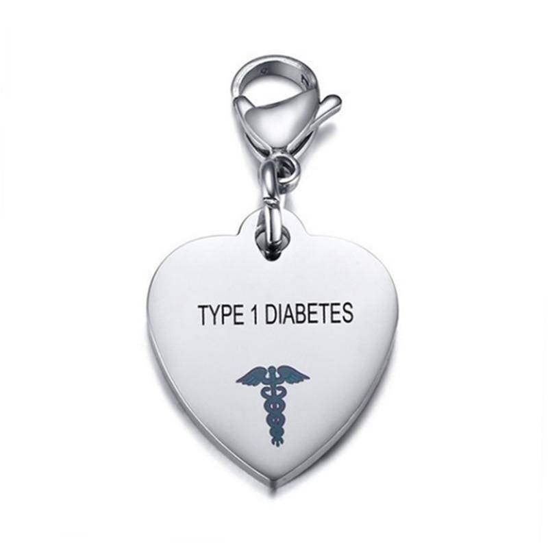 Personalisierter medizinischer Ausweis-Anhänger aus Edelstahl in Herzform, Schlüsselanhänger für Diabetiker, Typ 1 und Typ 2, Herzkrankheit, Bluthochdruck, Halskette/Schlüsselanhänger für Männer und Frauen TYPE 1 DIABETES von Joom DACH