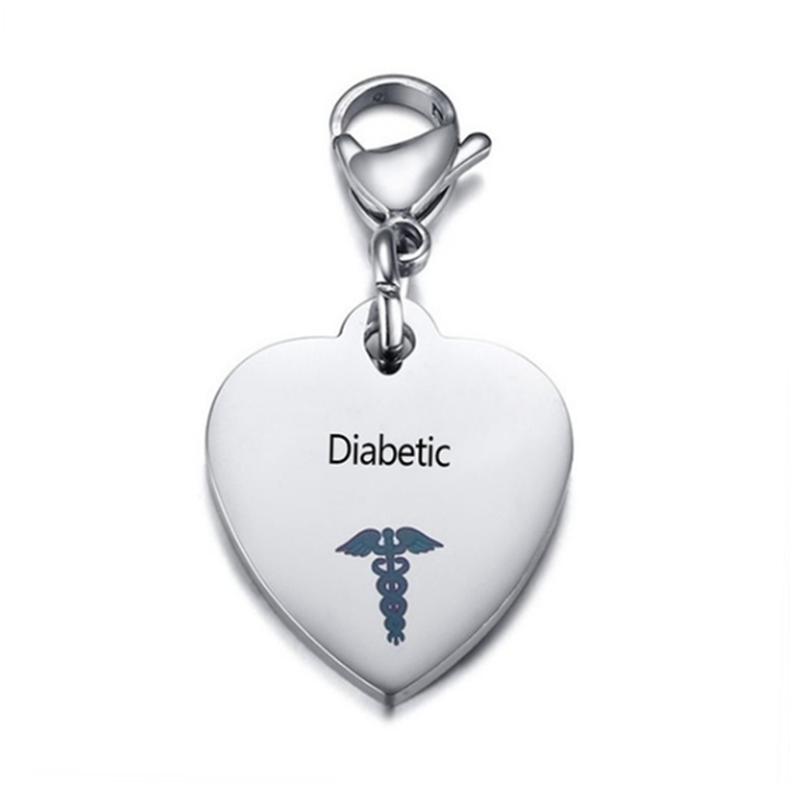 Personalisierter medizinischer Ausweis-Anhänger aus Edelstahl in Herzform, Schlüsselanhänger für Diabetiker, Typ 1 und Typ 2, Herzkrankheit, Bluthochdruck, Halskette/Schlüsselanhänger für Männer und Frauen Diabetic von Joom DACH