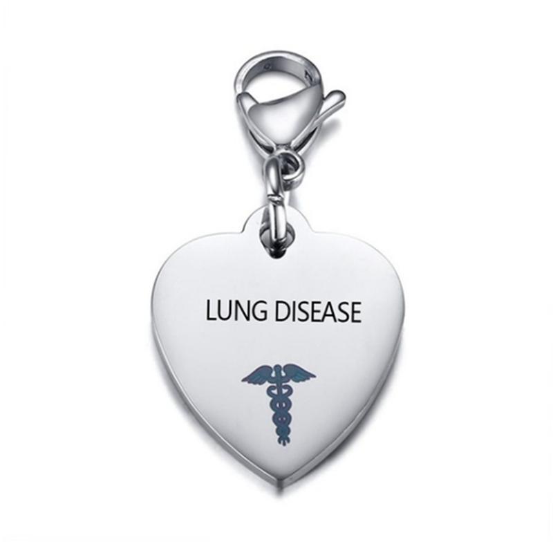 Personalisierter medizinischer Ausweis-Anhänger aus Edelstahl in Herzform, Schlüsselanhänger für Diabetiker, Typ 1 und Typ 2, Herzkrankheit, Bluthochdruck, Halskette/Schlüsselanhänger für Männer und Frauen LUNG DISEASE von Joom DACH