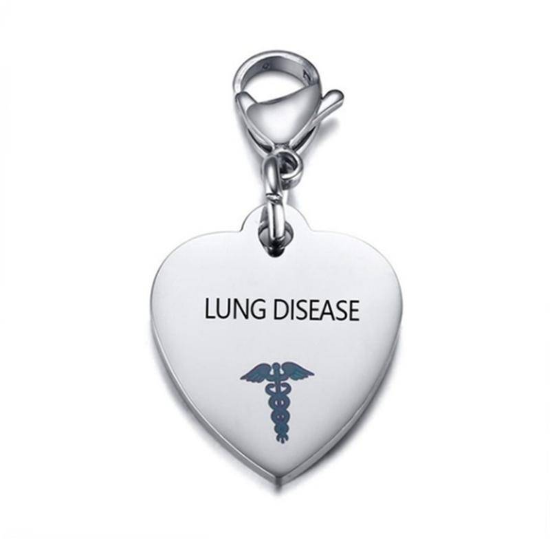 Personalisierter medizinischer Ausweis-Anhänger aus Edelstahl in Herzform, Schlüsselanhänger für Diabetiker, Typ 1 und Typ 2, Herzkrankheit, Bluthochdruck, Halskette/Schlüsselanhänger für Männer und Frauen LUNG DISEASE von Joom DACH