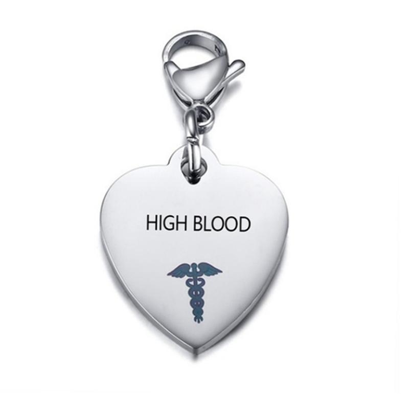 Personalisierter medizinischer Ausweis-Anhänger aus Edelstahl in Herzform, Schlüsselanhänger für Diabetiker, Typ 1 und Typ 2, Herzkrankheit, Bluthochdruck, Halskette/Schlüsselanhänger für Männer und Frauen HIGH BLOOD von Joom DACH