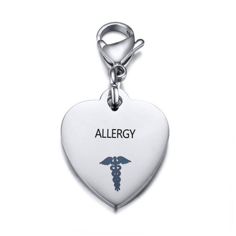 Personalisierter medizinischer Ausweis-Anhänger aus Edelstahl in Herzform, Schlüsselanhänger für Diabetiker, Typ 1 und Typ 2, Herzkrankheit, Bluthochdruck, Halskette/Schlüsselanhänger für Männer und Frauen ALLERGY von Joom DACH