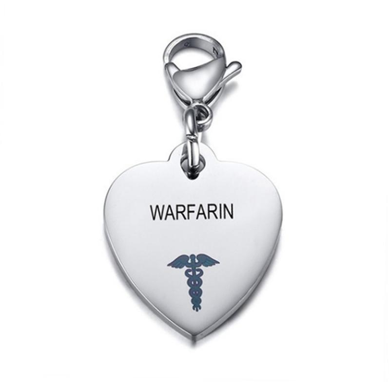 Personalisierter medizinischer Ausweis-Anhänger aus Edelstahl in Herzform, Schlüsselanhänger für Diabetiker, Typ 1 und Typ 2, Herzkrankheit, Bluthochdruck, Halskette/Schlüsselanhänger für Männer und Frauen WARFARIN von Joom DACH