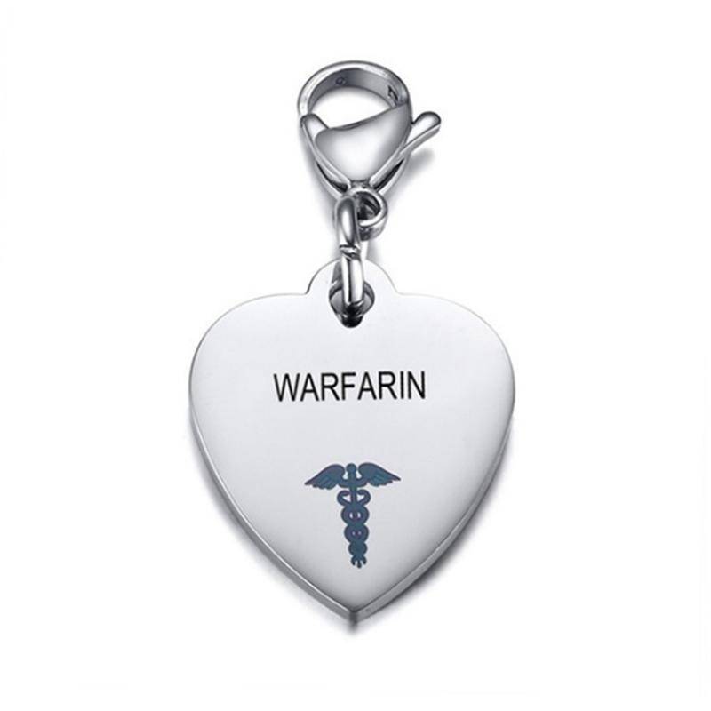 Personalisierter medizinischer Ausweis-Anhänger aus Edelstahl in Herzform, Schlüsselanhänger für Diabetiker, Typ 1 und Typ 2, Herzkrankheit, Bluthochdruck, Halskette/Schlüsselanhänger für Männer und Frauen WARFARIN von Joom DACH