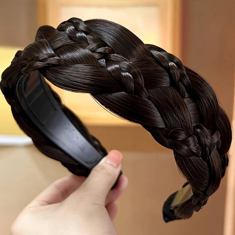 Perücke Geflochtene Stirnbänder Für Frauen Breite Twist Haarbänder Handgemachte Haar Hoop Haar Bänder Styling Kopfbedeckungen Zubehör braun/schwarz von Joom DACH