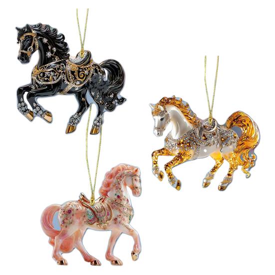 Pferdeornament Glitzerndes Strasspferd Weihnachtsbaumschmuck 2D Acrylanhänger Feiertags-Erinnerungsgeschenke für Frauen Mädchen Pferdeliebhaber I von Joom DACH