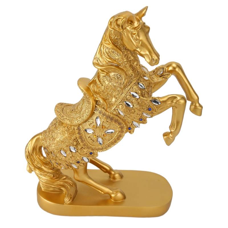 Pferdestatue Goldene Dekoration Skulptur Heim Büro Kunst Glücksfigur Feng Shui Zierde von Joom DACH