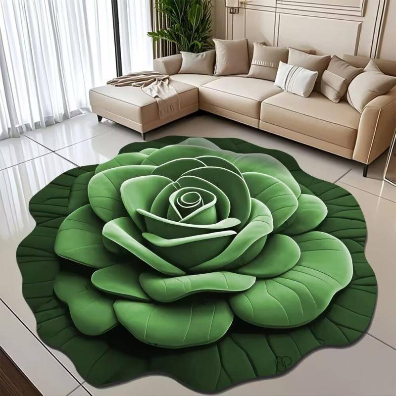 Pfingstrose Blume Fußmatte Zuhause Wohnzimmer Teppich Schmutzabweisend Pflegeleicht Badematte Saugfähige Türmatte Für Küche Badezimmer Eingangsbereich 160*160cm dunkelgrüne von Joom DACH