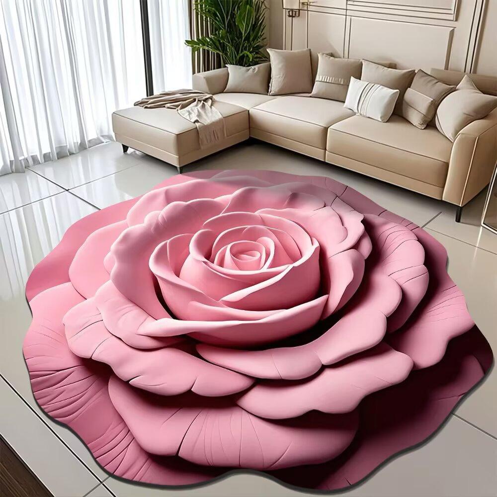 Pfingstrose Blume Fußmatte Zuhause Wohnzimmer Teppich Schmutzabweisend Pflegeleicht Badematte Saugfähige Türmatte Für Küche Badezimmer Eingangsbereich 160*160cm dunkel rosa von Joom DACH