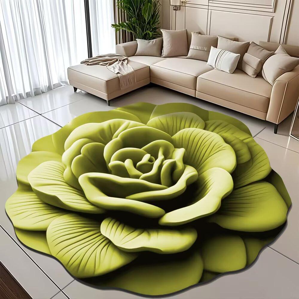 Pfingstrose Blume Fußmatte Zuhause Wohnzimmer Teppich Schmutzabweisend Pflegeleicht Badematte Saugfähige Türmatte Für Küche Badezimmer Eingangsbereich 160*160cm grün von Joom DACH