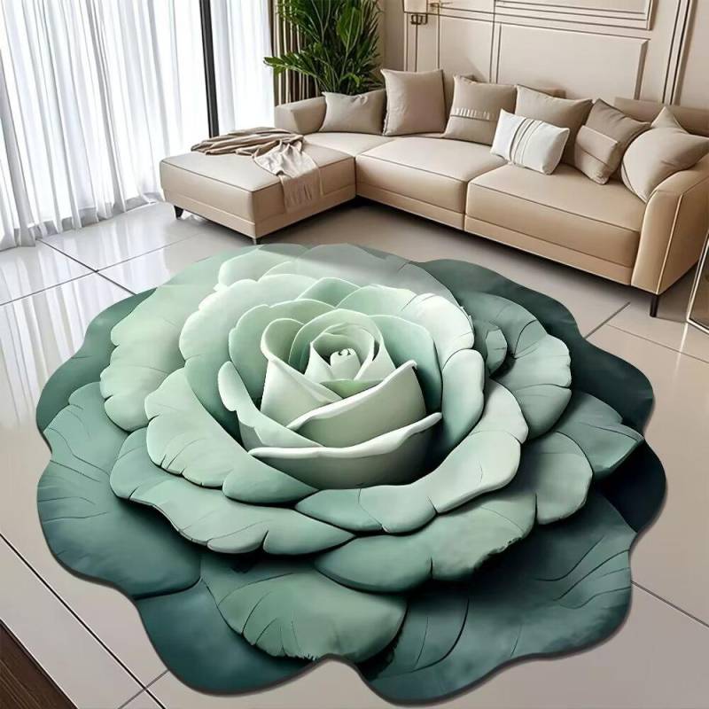Pfingstrose Blume Fußmatte Zuhause Wohnzimmer Teppich Schmutzabweisend Pflegeleicht Badematte Saugfähige Türmatte Für Küche Badezimmer Eingangsbereich 160*160cm hellgrüne von Joom DACH